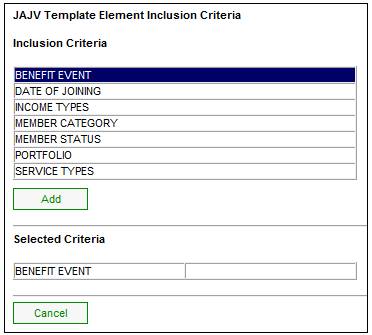 Inclusion / Exclusion Criteria (Infrastructure Template Elements)