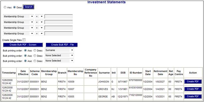 Batch Run (Reports Member Investment Statement)